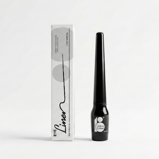 Black eyeliner pen with packaging on a white background