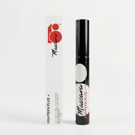 Mascara tube and box with 'Mascara' branding on a white background